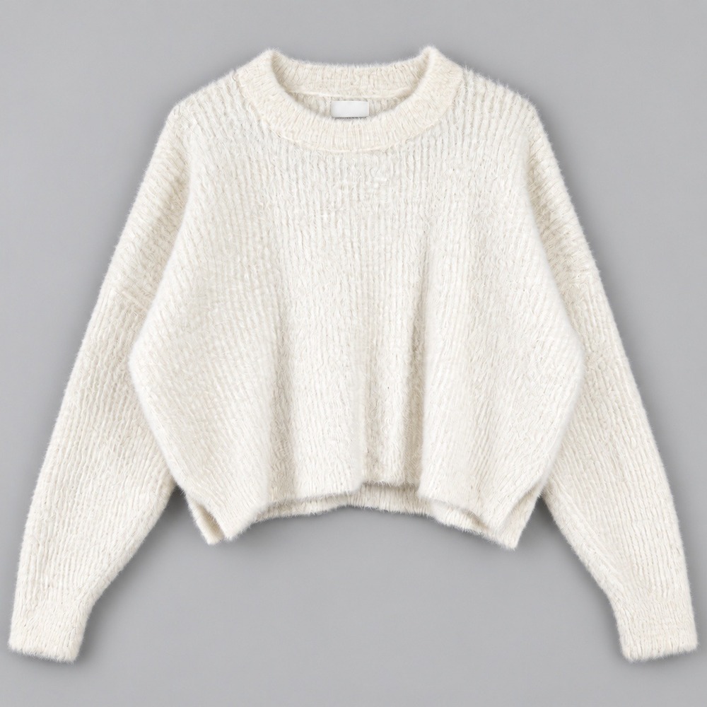 Abercrombie & Fitch Soft AF Fuzzy Eyelash Knit Cropped Sweater Cream Small
